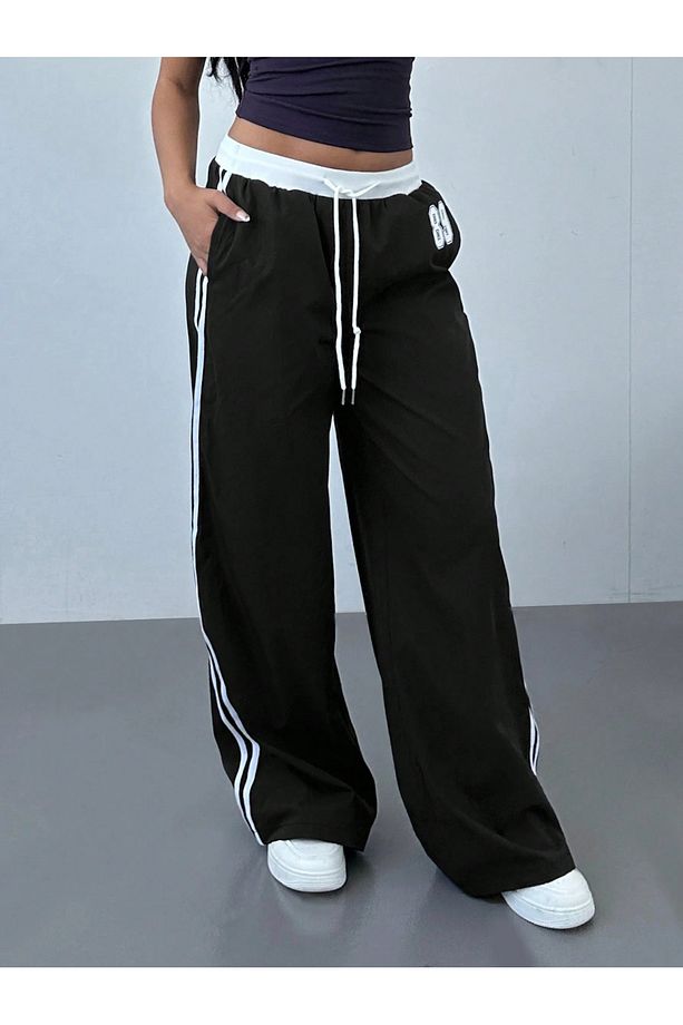 89 Number Oversize Bel İp Detaylı Baggy Eşofman Altı - 5
