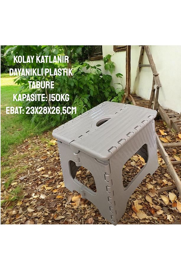 Katlanır Tabure Taşınabilir Lüks Plastik Kamp Banyo Mutfak Tabure 150kg 23x28x26,5cm - 1