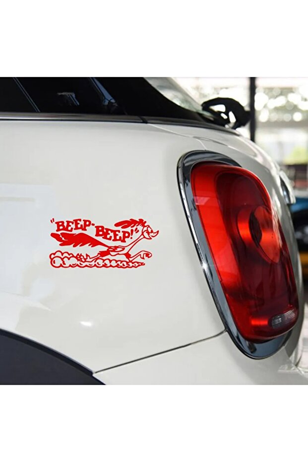 Beep Beep Vehicle, Car, Auto, Motorcycle, Helmet, Laptop, Glass Sticker 17X8 cm