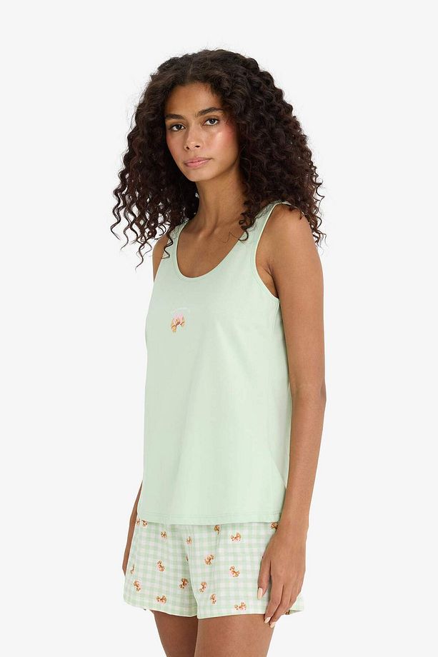 Regular Fit Pijama Takımı Kolsuz Baskılı Üst Esnek Belli Şort-fall In Love F1621ax25sm - 4