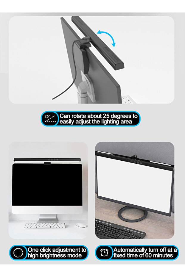 Computer Monitor Light Bar with RGB Colorful Ambient Light,USB Powered Monitor Lamps for Office - 8
