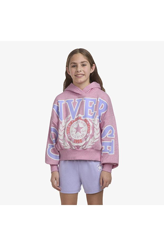 Oversized Varsity Çocuk Pembe Sweatshirt - 1