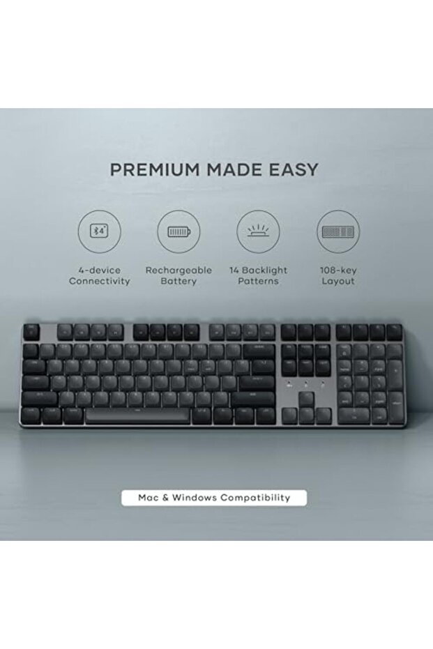 SM3 Mechanical Keyboard for Mac and Windows, 108 Keys Full Size with White LED Backlit, Wire - 4