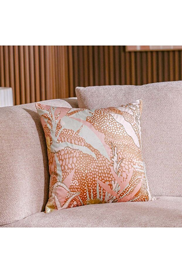 Gleam Floral Velvet Cushion Cover-Multicolor-45x45 cm