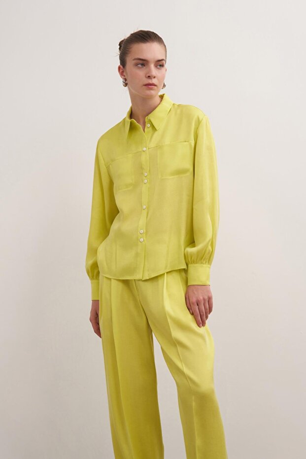 Lyocell Karışımlı Gömlek Limon - 4