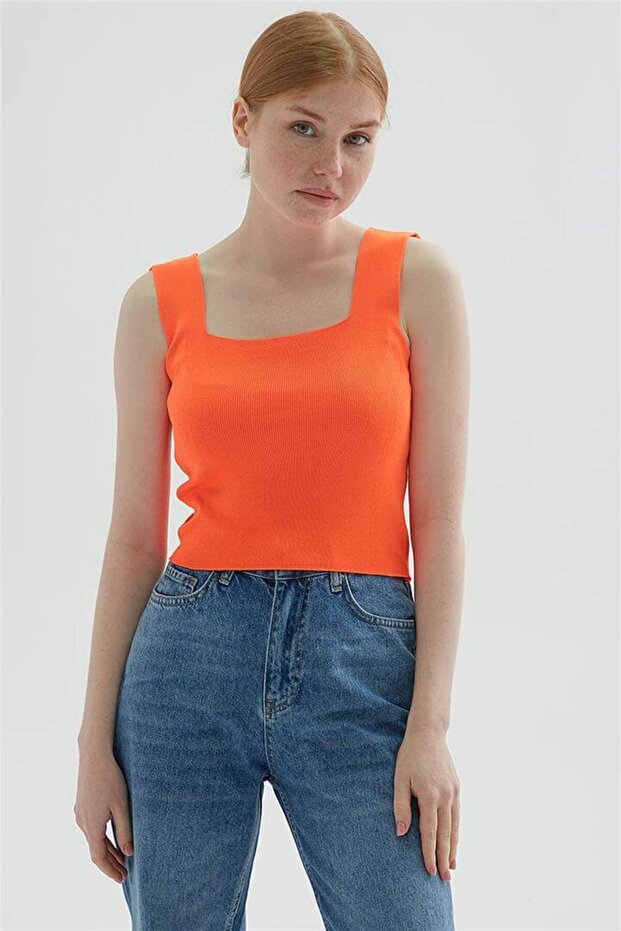 Square Neck Tank Top Orange