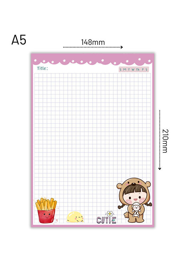 Cute Not Kağıdı, A5 Boyut, 50 Yaprak, Memopad, To Do List, Bloknot, Notepad, Planlayıcı - 2