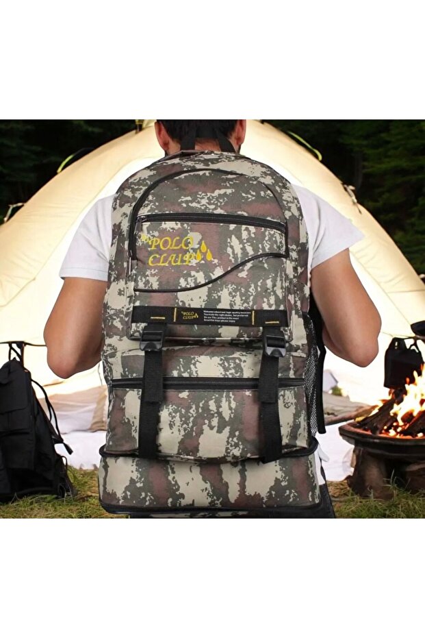 By Polo Clup 65 Liter Volume Bellows Mountaineer Camping Travel Backpack