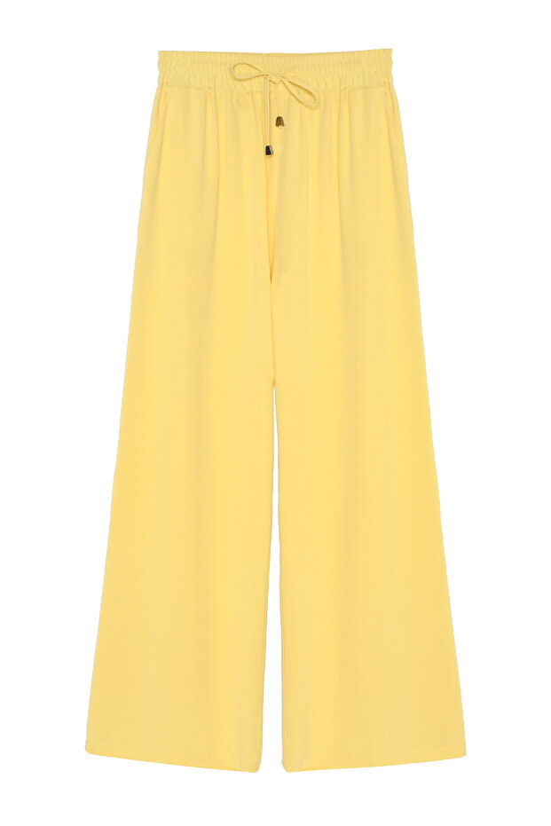 Elastic Waist Wide Leg Trousers Yellow
