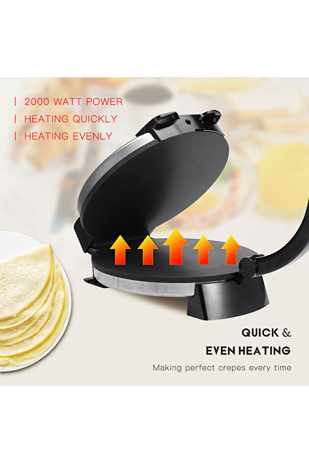 Mini Pancake Maker, Electric Griddle for Individual, Pizza Machine with Indicator Light 2000W Black - 7