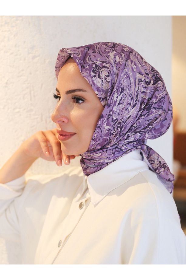 Flora Desen İthal Pamuk Eşarp - 2