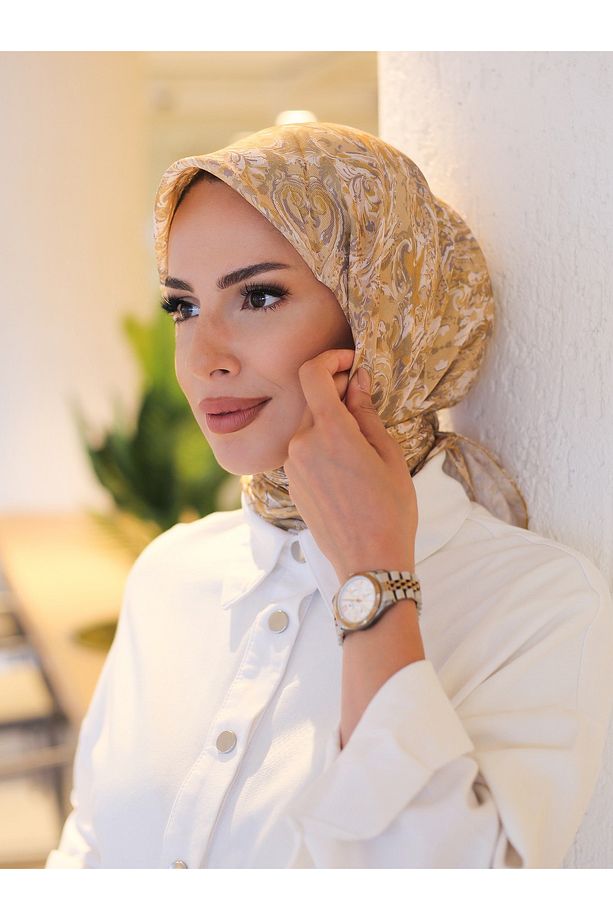 Flora Desen İthal Pamuk Eşarp - 3