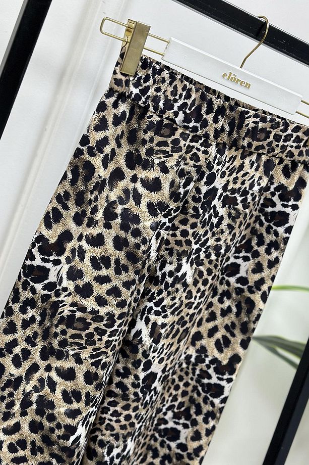 Leopar Desen Kadın Bol Paça Pantolon Leopar YSF 1530 - 3
