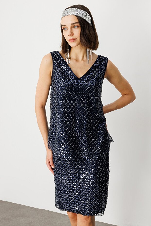 Ön Arka V Yaka Pullu Bluz - 2