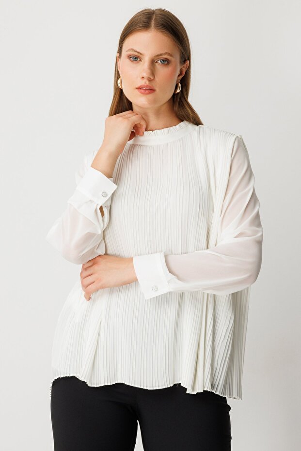 Mi Piliseli Şifon Bluz - 4