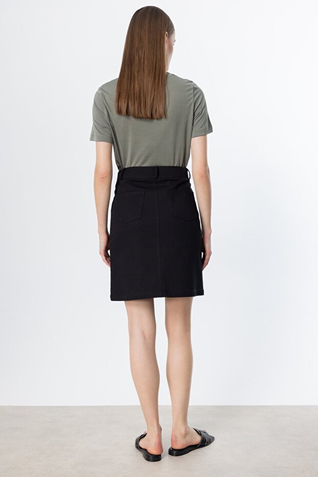 Yan Cepli Mini Kot Etek - 5