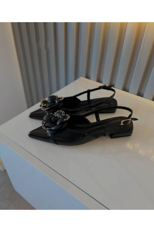 Neva Black Women's Heeled Ballerina Shoes