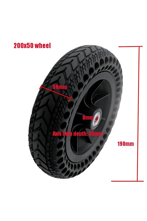 200X50 8 Inch Solid Tyre with Plastic Hub 200x50 200x45-110 for Electric Scooter Wheelchair No Infla