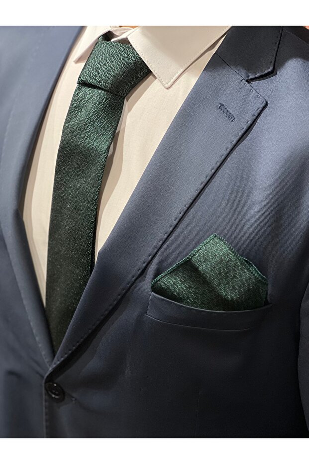 ERKEK YEŞİL MENDİLLİ KRAVAT - 3