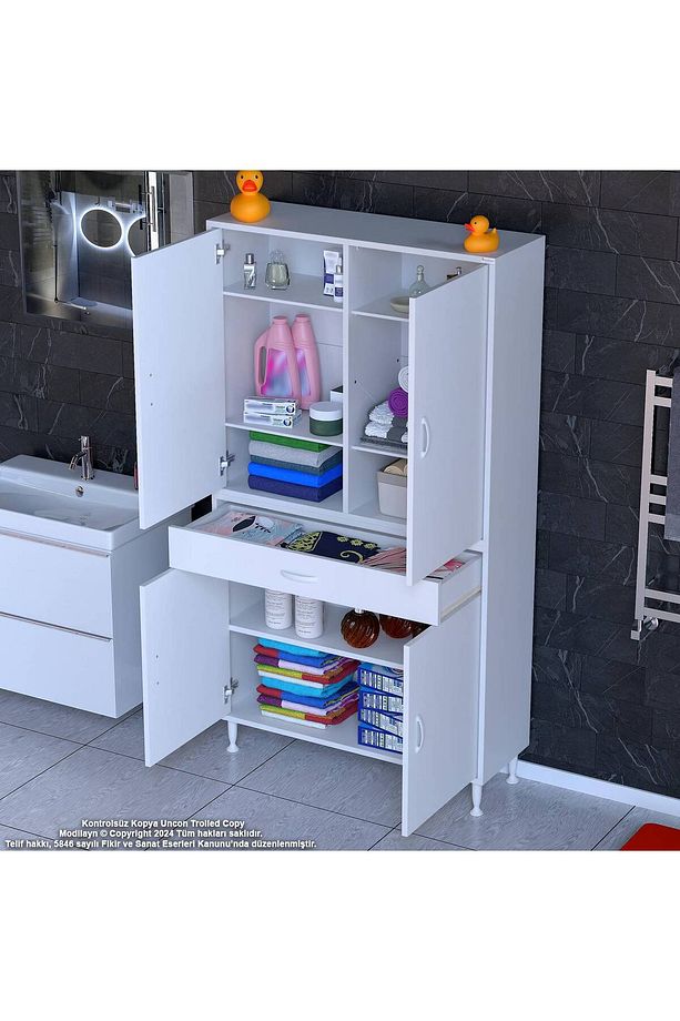 100 x 173 x 32,5 cm’lik 1 Çekmece 4 Kapak 5 Raf 8 Gözlü,Organizatör Mutfak Dolabı Çok Amaçlı Dolap - 5