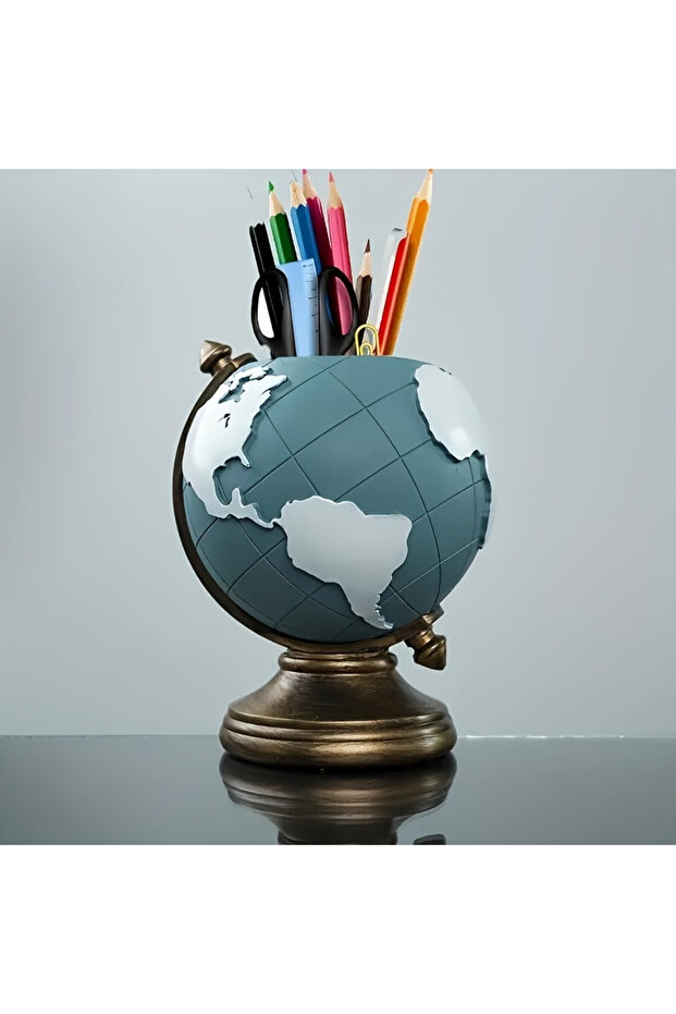 earth Creative Globe Pen Holder Resin Desk Organizer for Office and Home Decor Unique Geographic Pen