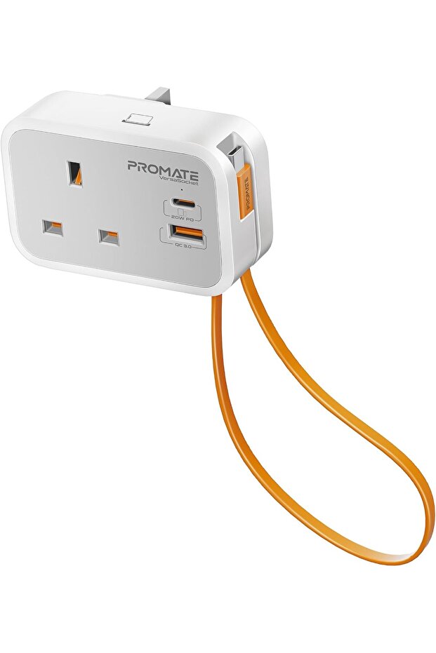 شاحن بروميت متعدد الوظائف 4 في 1 بمقبس تيار متردد بقوة 3250 واط مع كابل USB-C مدمج لتوصيل الطاقة بقوة 20 واط