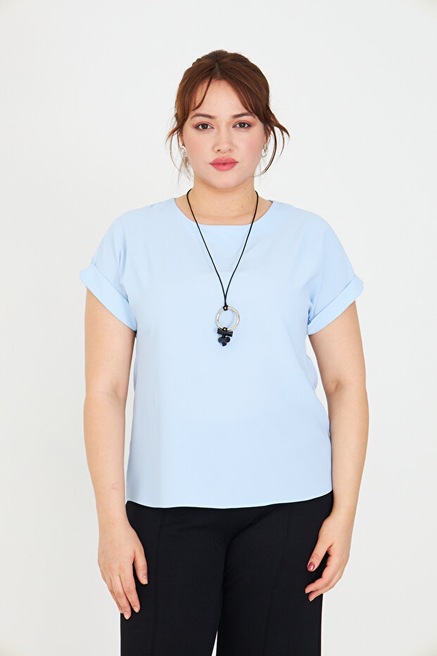 Kadın Modern Kolyeli Basic Bluz | Minimal ve Zarif Stil - 5