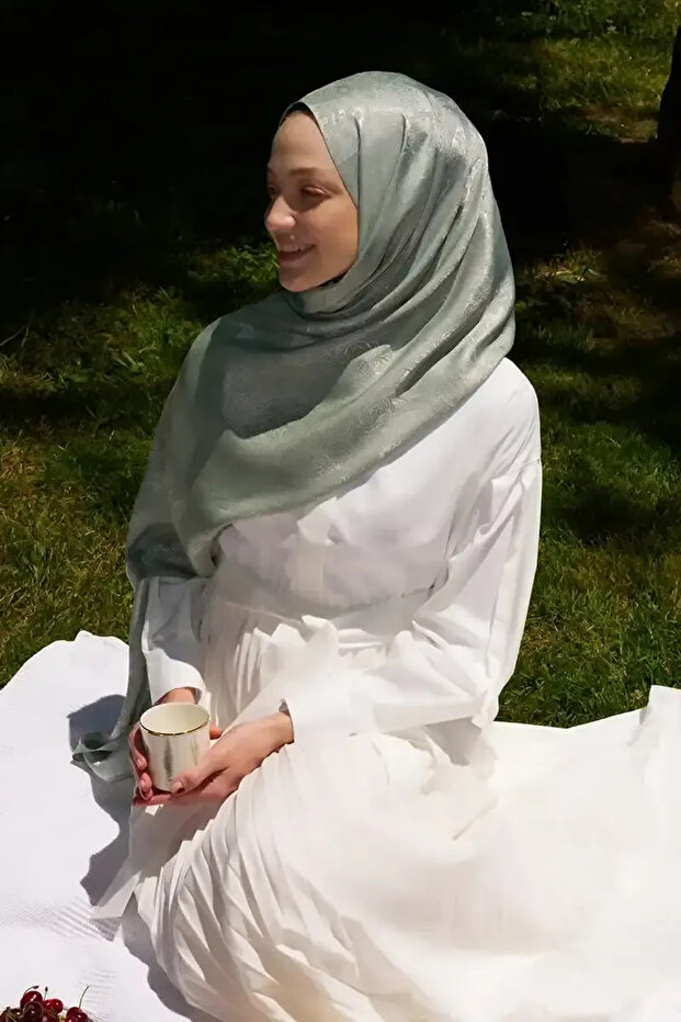 Şal Jacquard Elegance Silva Pattern - Mentă - 2