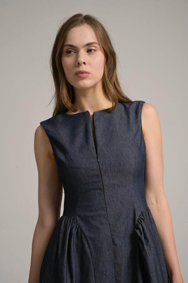 kısa kot elbise - 5