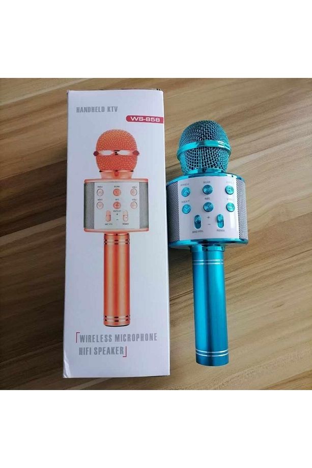 WS-858 Bluetooth Karaoke Mikrofonu- Usb/Hafıza Kart Destekli/ Haparlör- Mavi - 6