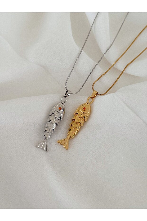 Balık Model Gümüş Kolye - 2