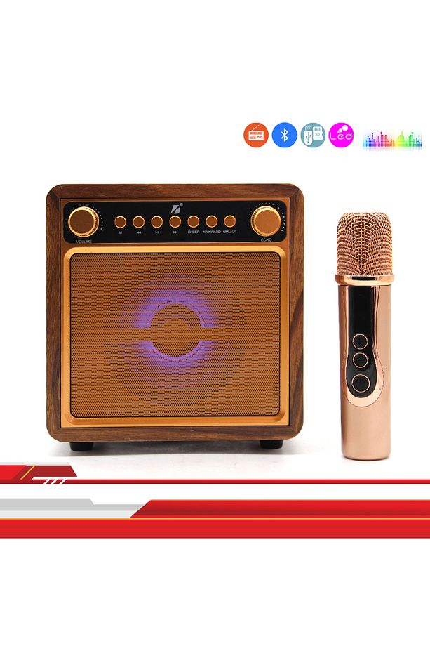 Şarjlı Büyük Boy Karaoke Resital Speaker Mikrofonlu Bluetooth Hoparlör USB/FM Ses Bombası KTS168 - 6