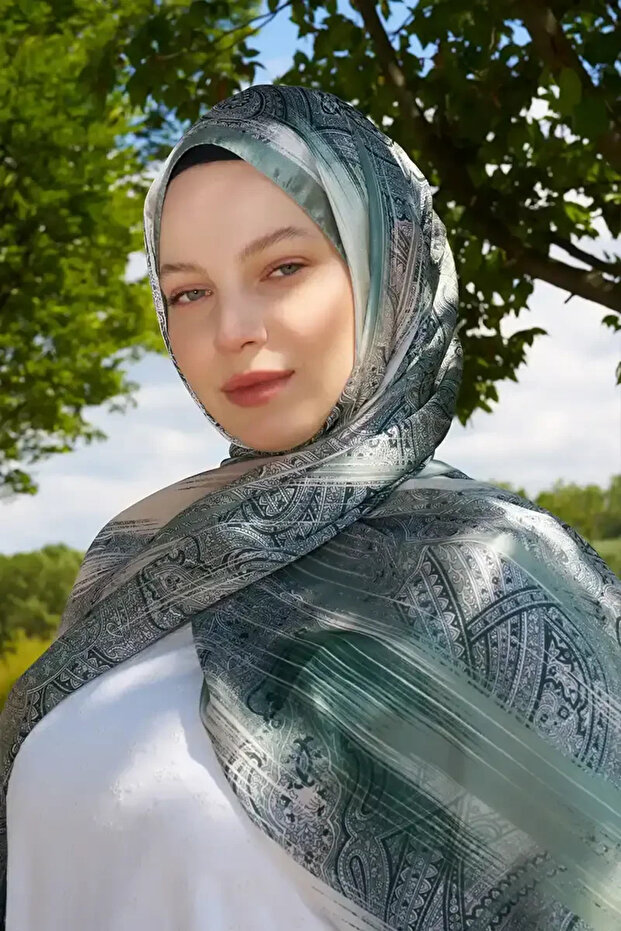 Crystal Hola Pattern Shawl - Mint - 4