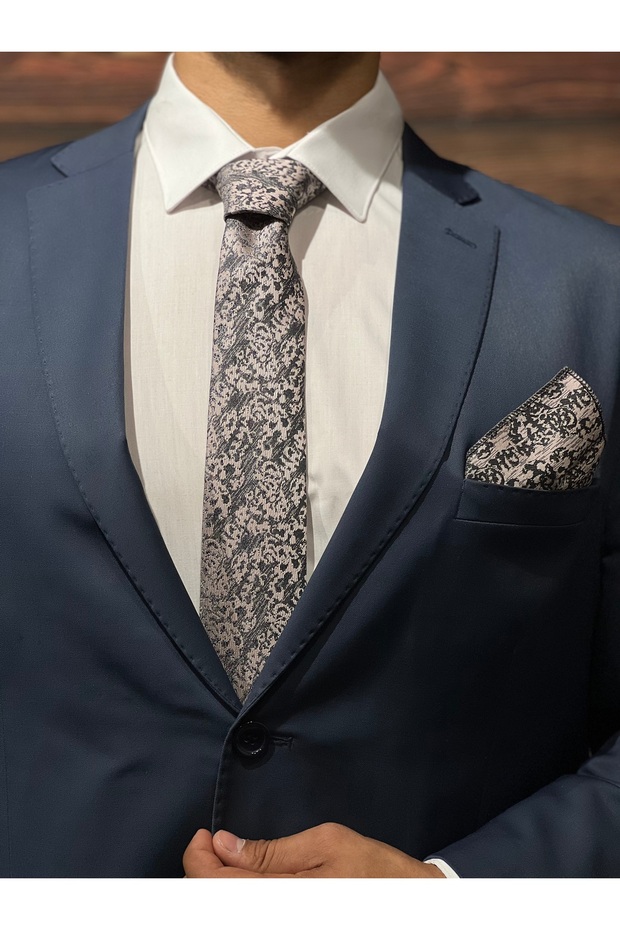 ERKEK PUDRA MENDİLLİ KRAVAT - 1