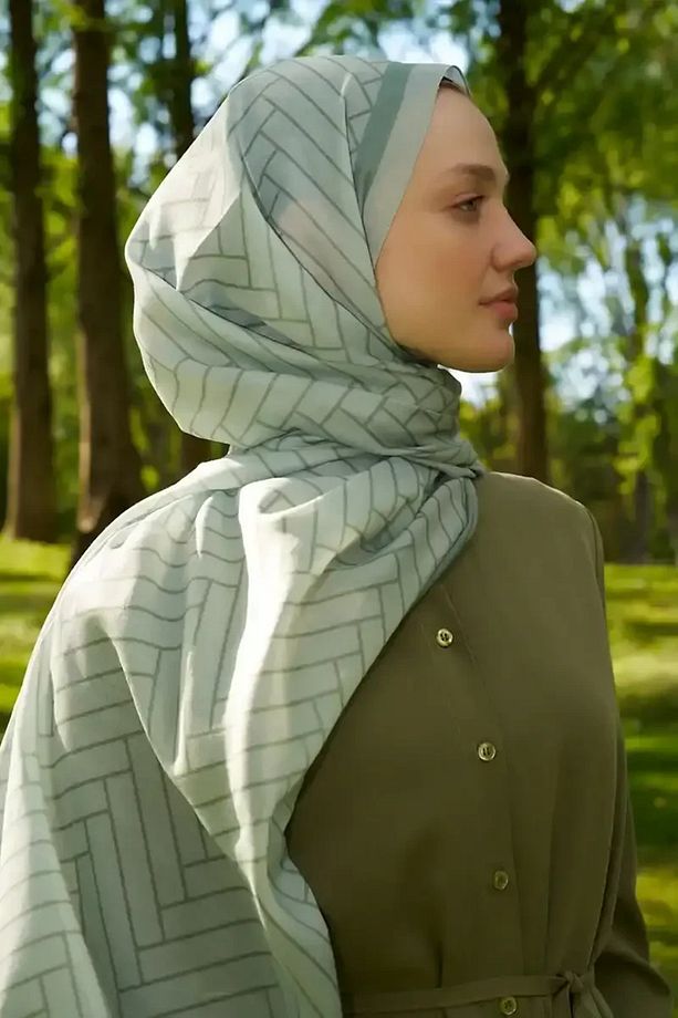 Hyper Zikzak Desen Şal - Mint - 4