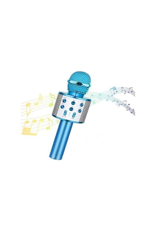 WS-858 Bluetooth Karaoke Mikrofonu- Usb/Hafıza Kart Destekli/ Haparlör- Mavi - 4