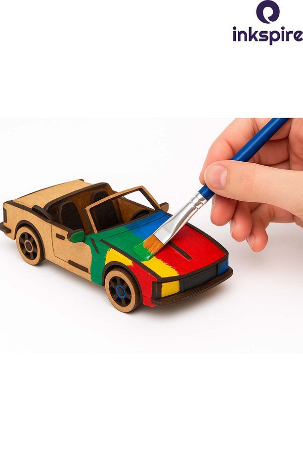 3D Ahşap Maket 3 Boyutlu Boyanabilir Geçmeli Puzzle Maket 6Lı Akrilik Boya Fırça Kendin Yap Boya Set - 4