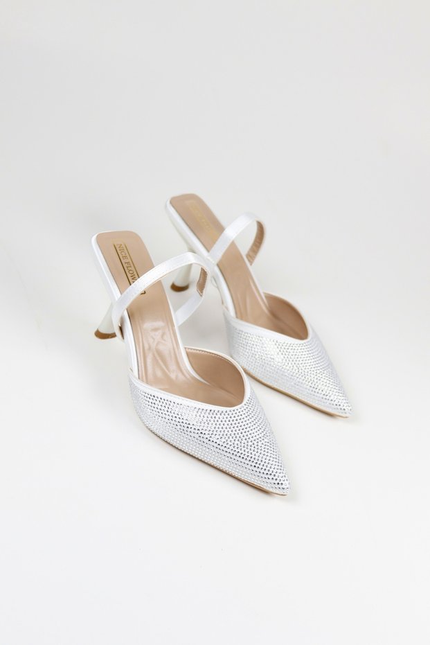 Women's Color Stone Detailed Evening Dress Stiletto Heeled Shoes