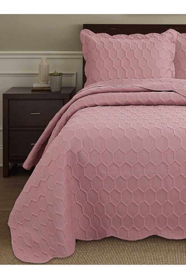 Honey Comb 3D Çift Kişilik Yatak Örtüsü Seti (3 Parça) - 260x240 cm - 2