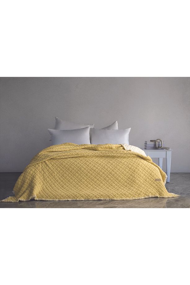 Cedric Polyester Dolgulu Yıkamalı Yatak Örtüsü - Sarı - 1