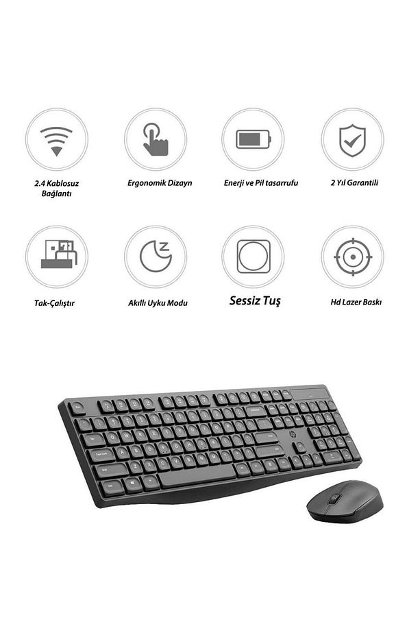 CS10 Kablosuz Wireless Sessiz Klavye Mouse Set İngilizce Q - 4
