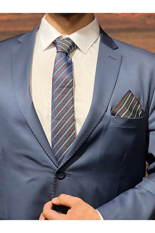 Men's Blue Handkerchief Tie