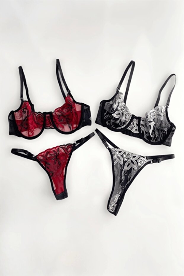 Underwire 2-Piece Advantage Package 4-Piece Lace Unpadded Bra Set (Secret Shipping)