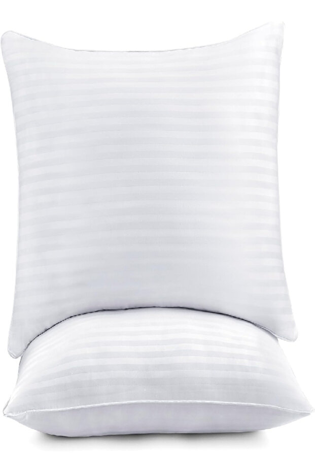 RAHALIFE Striped Pillow Set of 2 – Soft White Microfibre – 75x50 cm – Plush & Supportive