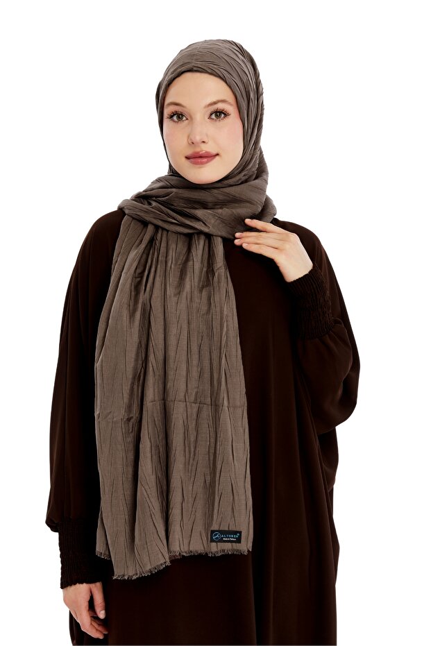 Pliseli Bambu Şal - Kimyon - 4