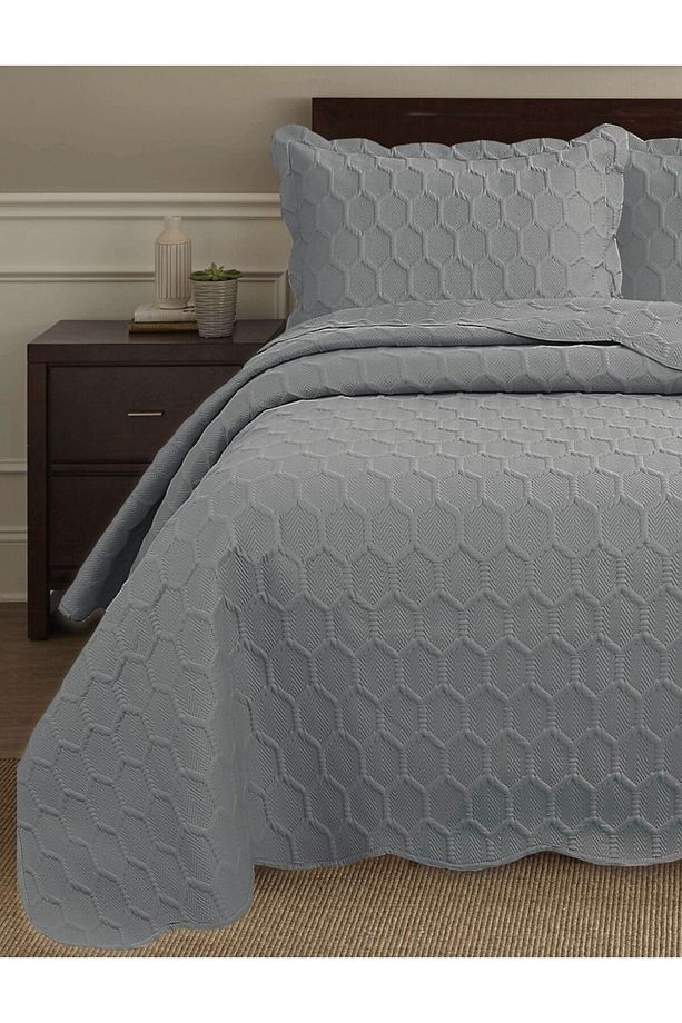Honey Comb 3D Çift Kişilik Yatak Örtüsü Seti (3 Parça) - 260x240 cm - 2