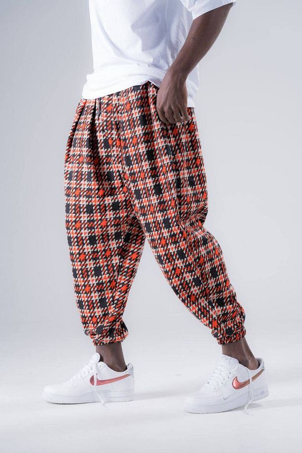 Erkek Yazlık Desenli Oranj Jogger Şalvar Pantolon - 3