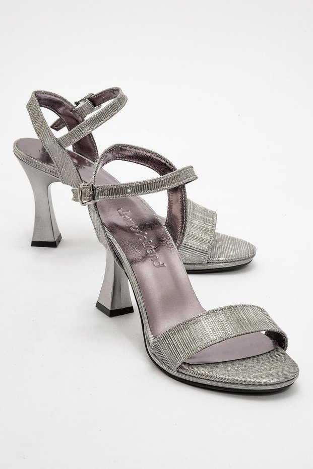 Women's Glitter Heeled Sandals Platinum Glitter