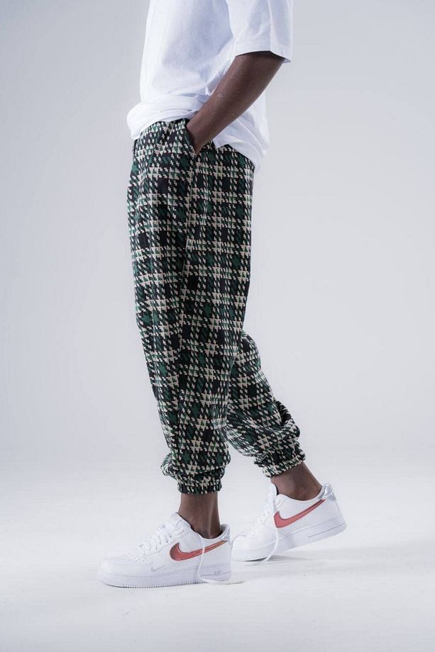 Erkek Yazlık Desenli Yeşil Jogger Şalvar Pantolon - 3