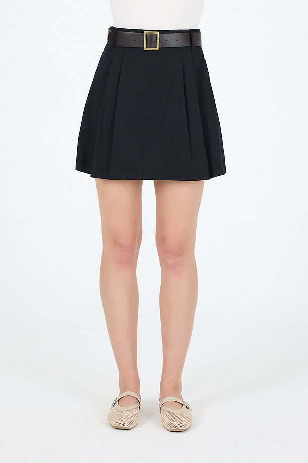 Moda Pileli Kemerli Şort Etek Xs-xxl - 1